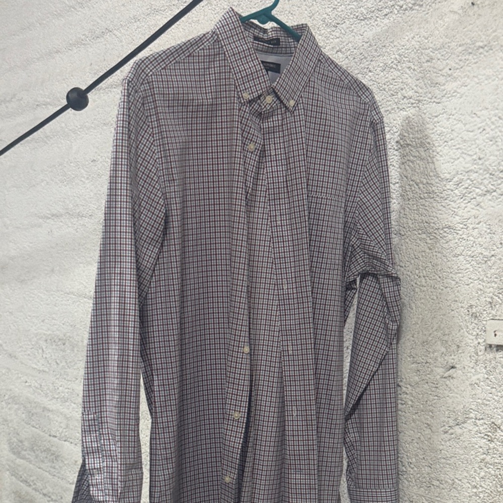 Banana Republic Men's Checkered Shirt - Brown and White